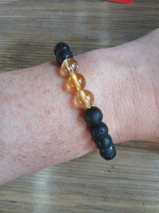 Citrine and Lava bead Chakra bracelet